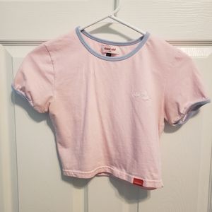 Heart Club Korean Fashion Pink Crop Top